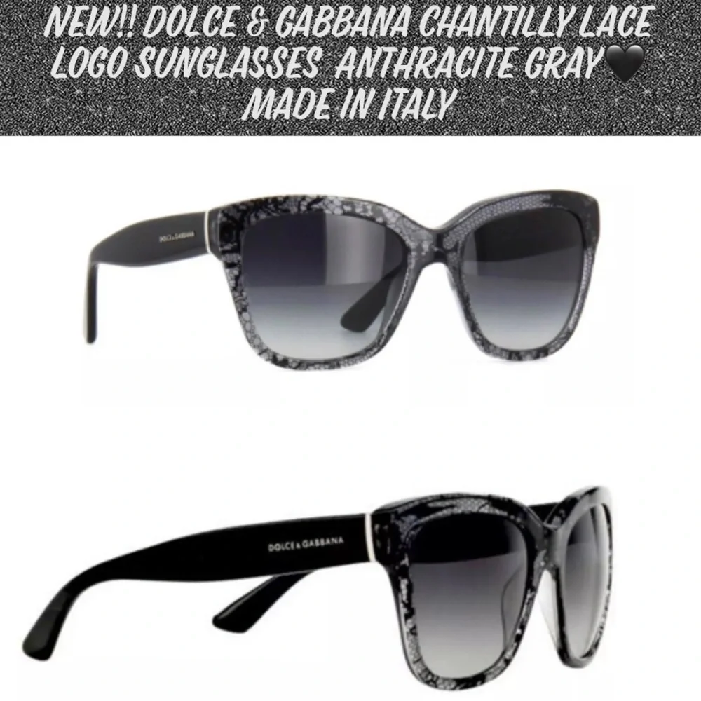 🎉HP🎉New Dolce & Gabbana Chantilly Lace Logo Sunglasses  Anthracite Gray🖤